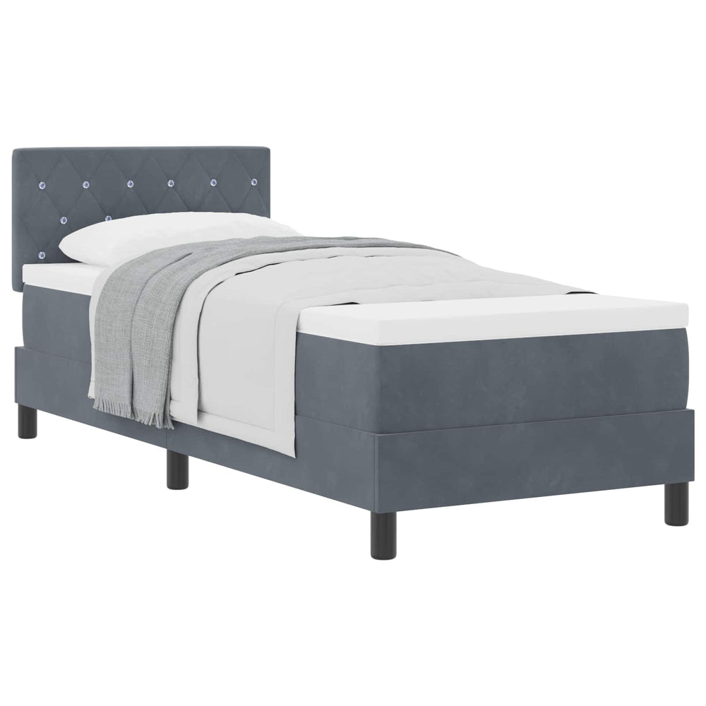 vidaXL Box Spring Bed with Mattress Dark Grey 80 x 200 cm Velvet