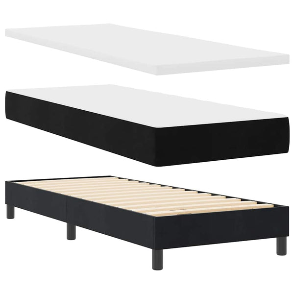 vidaXL Box Spring Bed with Mattress Black 80 x 200 cm Velvet