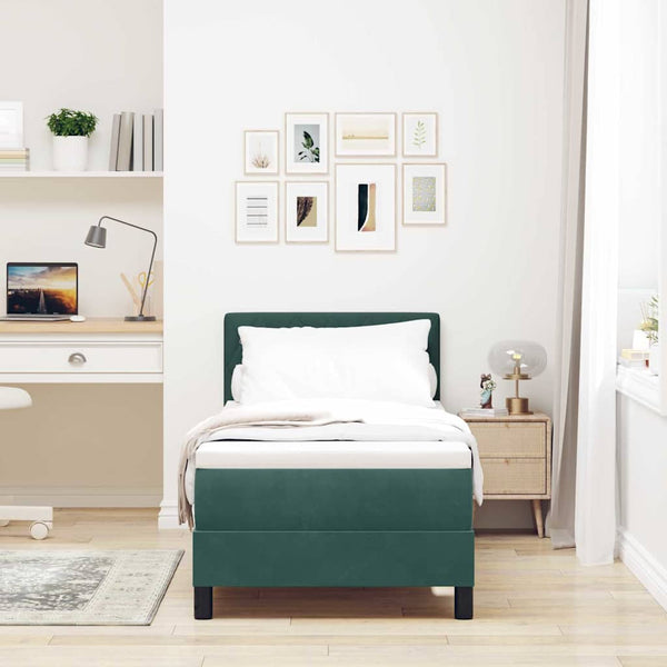 vidaXL Box Spring Bed with Mattress Dark Green 80 x 200 cm Velvet