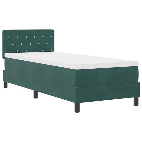 vidaXL Box Spring Bed with Mattress Dark Green 80 x 200 cm Velvet