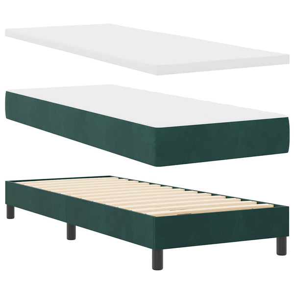 vidaXL Box Spring Bed with Mattress Dark Green 80 x 200 cm Velvet
