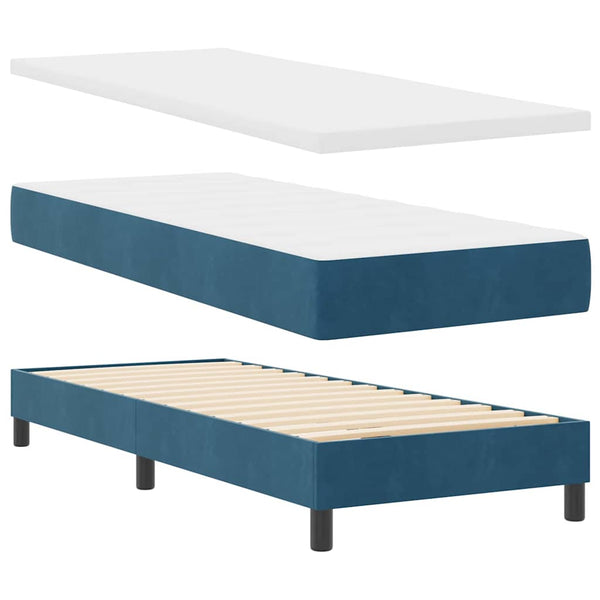 vidaXL Box Spring Bed with Mattress Dark Blue 80 x 200 cm Velvet