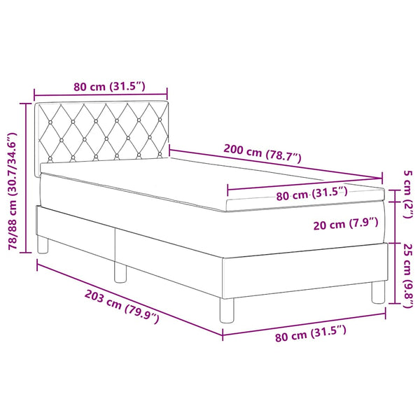 vidaXL Box Spring Bed with Mattress Dark Blue 80 x 200 cm Velvet