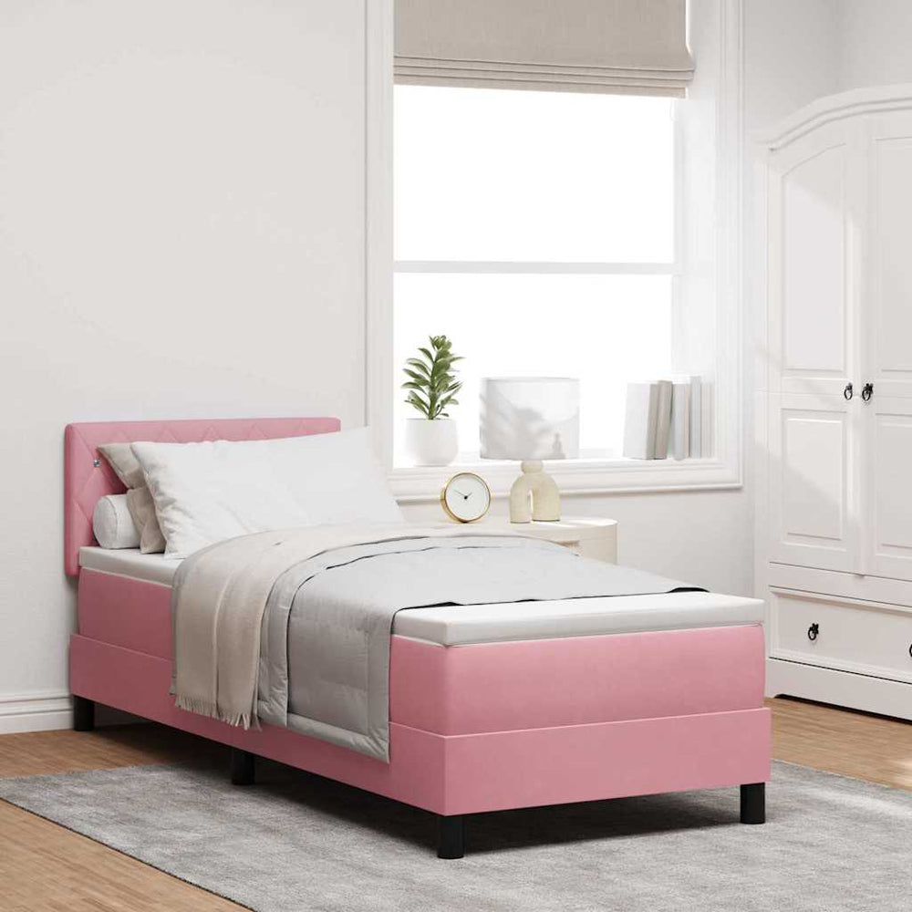 vidaXL Divan Bed with Mattress and Headboard Pink 80 x 200 cm Velvet