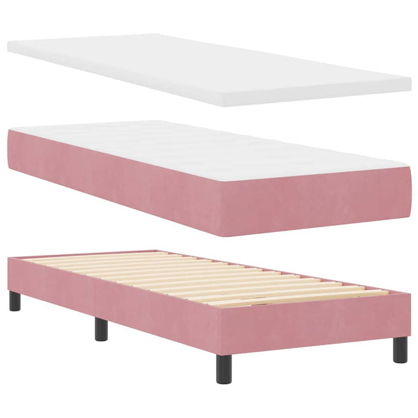vidaXL Divan Bed with Mattress and Headboard Pink 80 x 200 cm Velvet