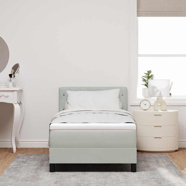 vidaXL Box Spring Bed with Mattress Light Gray 90 x 190 cm Velvet