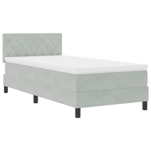 vidaXL Box Spring Bed with Mattress Light Gray 90 x 190 cm Velvet