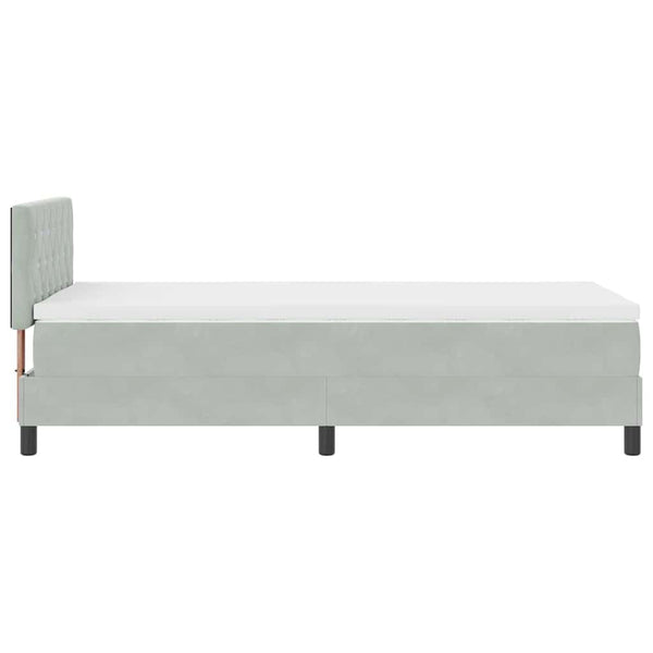 vidaXL Box Spring Bed with Mattress Light Gray 90 x 190 cm Velvet