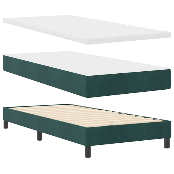 vidaXL Box Spring Bed with Mattress Dark Green 90 x 190 cm Velvet