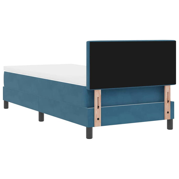 vidaXL Box Spring Bed with Mattress Dark Blue 90 x 190 cm Velvet