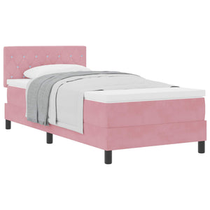 vidaXL Box spring bed with mattress and headboard Pink 90 x 190 cm Velvet