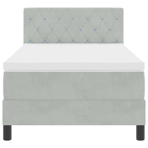 vidaXL Box Spring Bed with Mattress Light Grey 90 x 200 cm Velvet