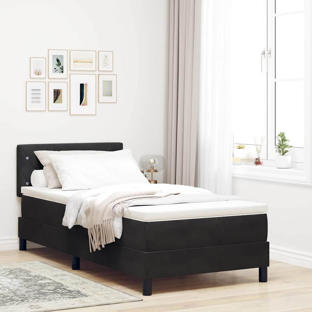 vidaXL Box Spring Bed with Mattress Black 90 x 200 cm Velvet