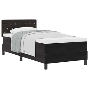vidaXL Box Spring Bed with Mattress Black 90 x 200 cm Velvet