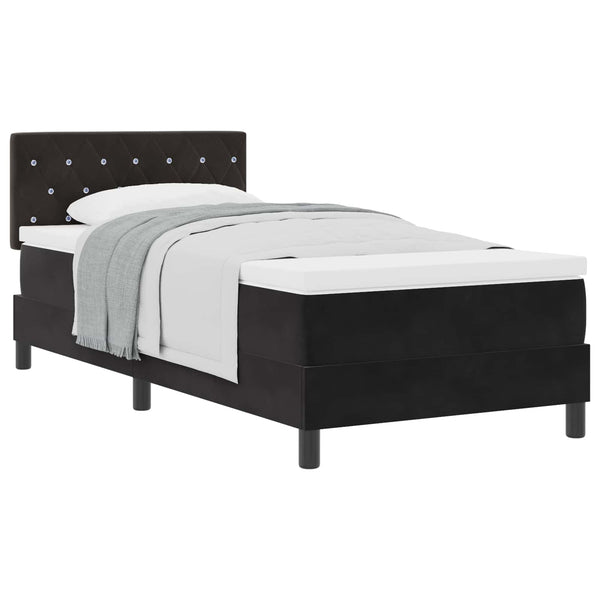 vidaXL Box Spring Bed with Mattress Black 90 x 200 cm Velvet