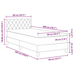vidaXL Box Spring Bed with Mattress Black 90 x 200 cm Velvet