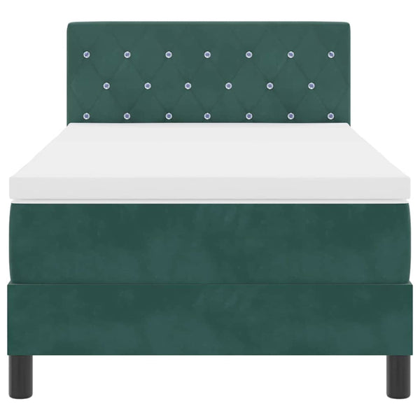 vidaXL Box Spring Bed with Mattress Dark Green 90 x 200 cm Velvet