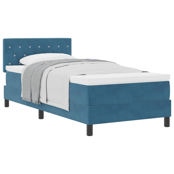 vidaXL Box Spring Bed with Mattress Dark Blue 90 x 200 cm Velvet