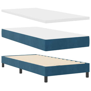 vidaXL Box Spring Bed with Mattress Dark Blue 90 x 200 cm Velvet
