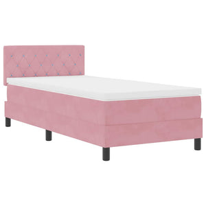 vidaXL Box Spring Bed with Mattress and Headboard Pink 90 x 200 cm Velvet