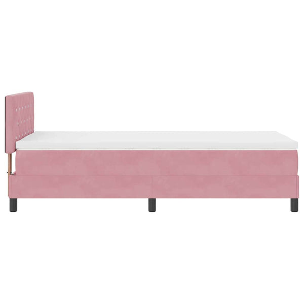 vidaXL Box Spring Bed with Mattress and Headboard Pink 90 x 200 cm Velvet