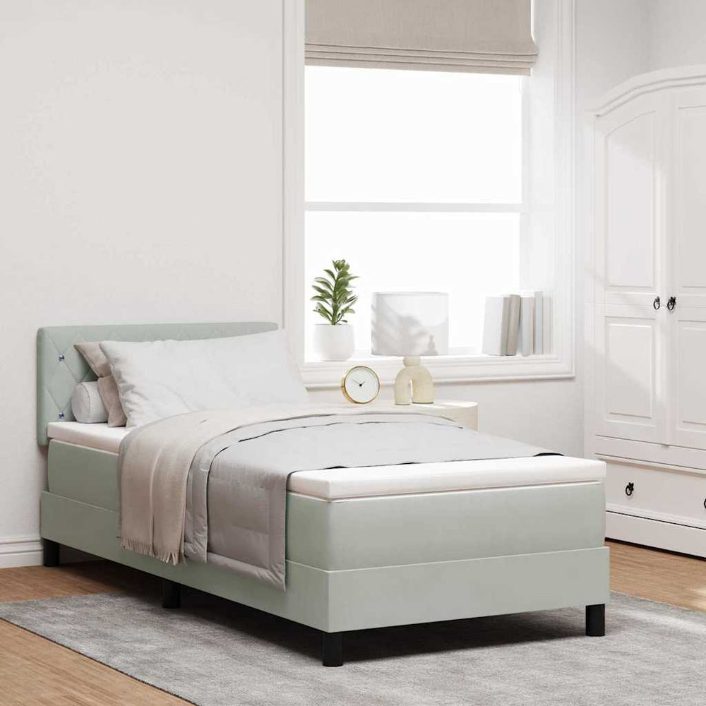 vidaXL Box Spring Bed with Mattress Light Grey 100 x 200 cm Velvet