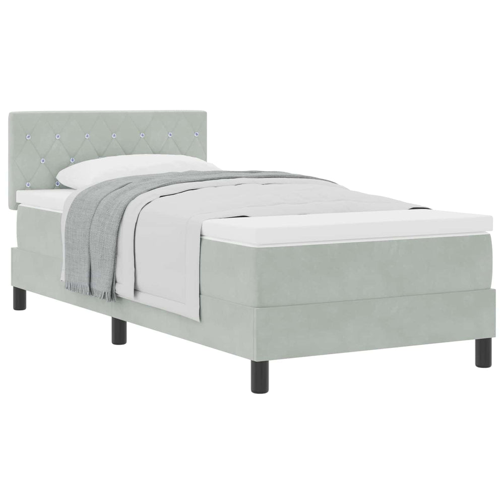 vidaXL Box Spring Bed with Mattress Light Grey 100 x 200 cm Velvet