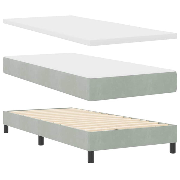 vidaXL Box Spring Bed with Mattress Light Grey 100 x 200 cm Velvet