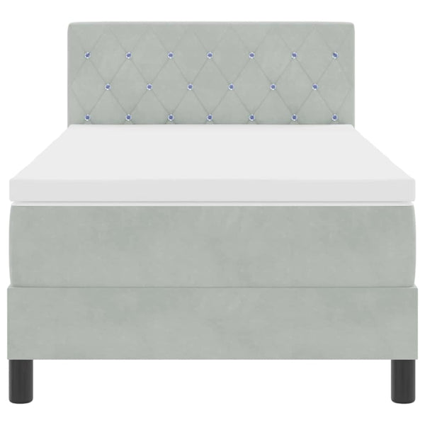 vidaXL Box Spring Bed with Mattress Light Grey 100 x 200 cm Velvet