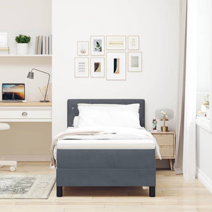 vidaXL Box Spring Bed with Mattress Dark Grey 100 x 200 cm Velvet