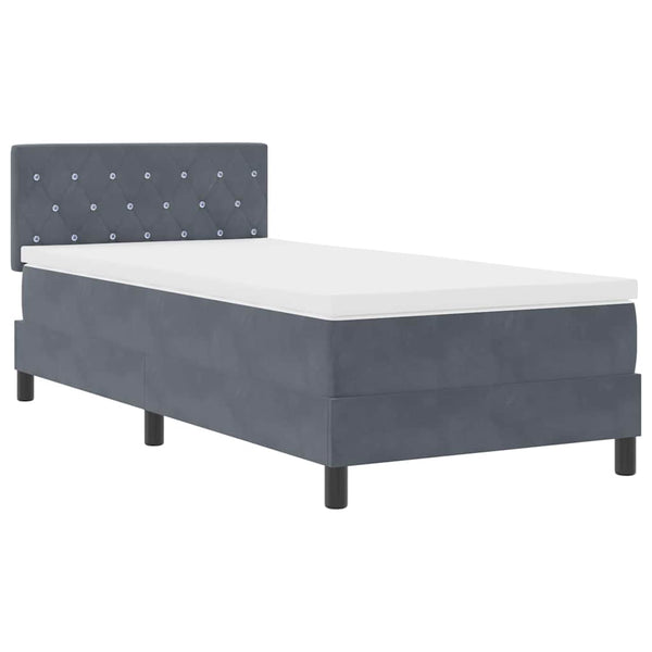 vidaXL Box Spring Bed with Mattress Dark Grey 100 x 200 cm Velvet