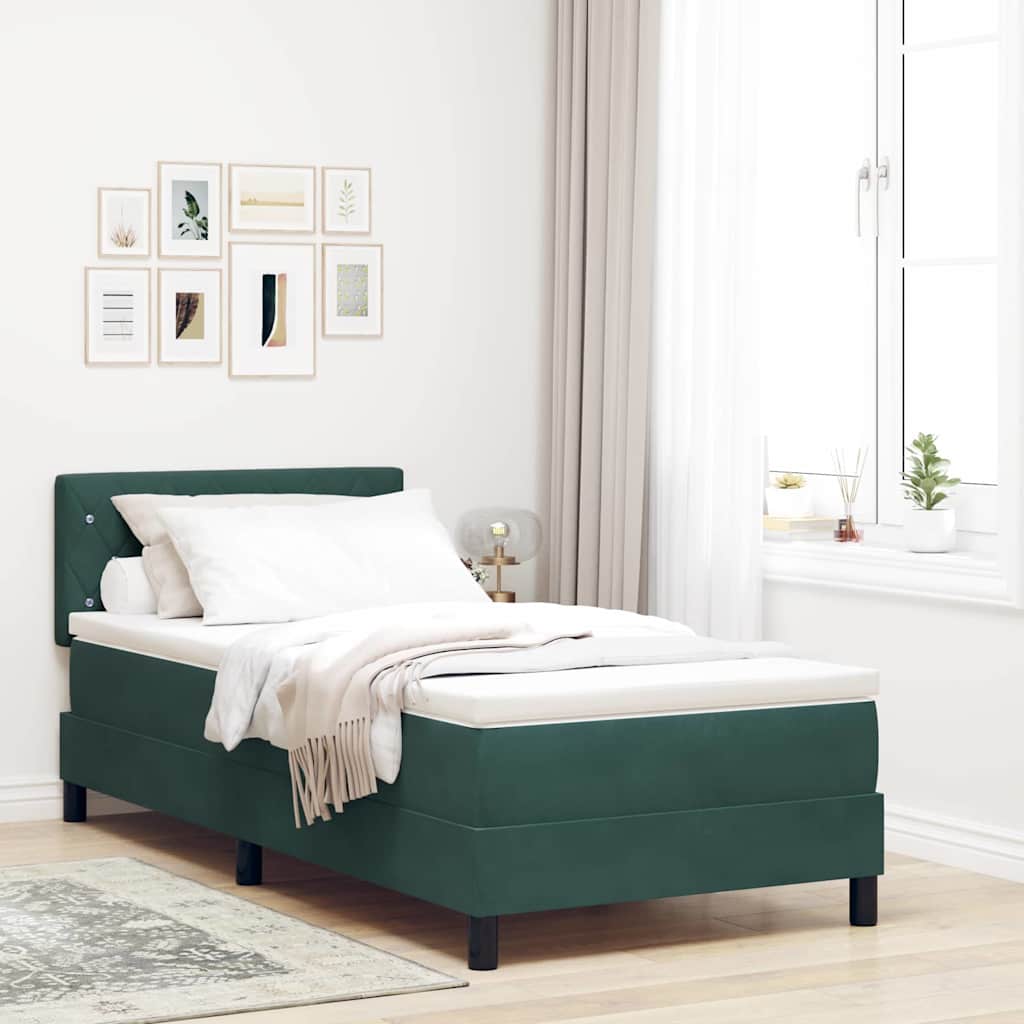 vidaXL Box Spring Bed with Mattress Dark Green 100 x 200 cm Velvet