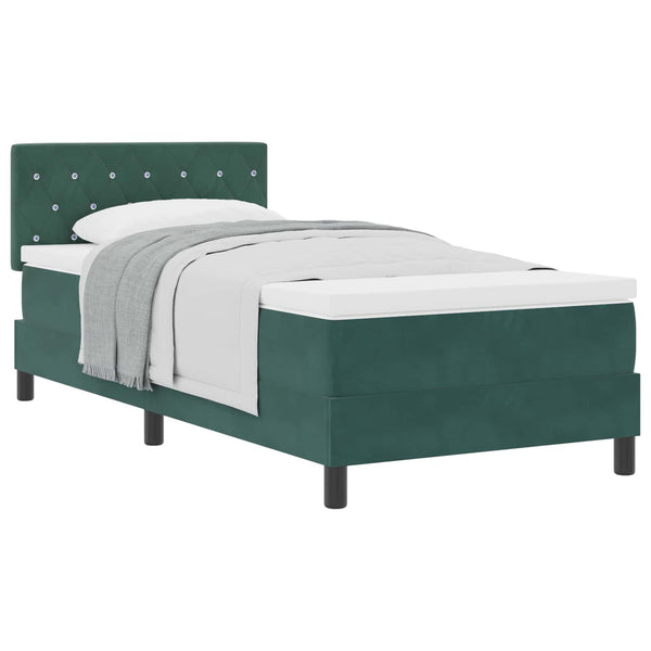 vidaXL Box Spring Bed with Mattress Dark Green 100 x 200 cm Velvet