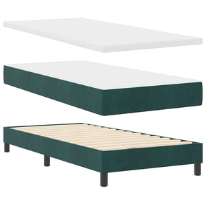 vidaXL Box Spring Bed with Mattress Dark Green 100 x 200 cm Velvet