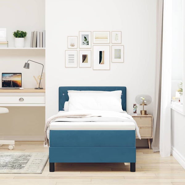 vidaXL Box Spring Bed with Mattress Dark Blue 100 x 200 cm Velvet