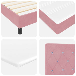 vidaXL Box Spring Bed with Mattress and Headboard Pink 100 x 200 cm Velvet