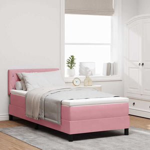 vidaXL Box Spring Bed with Mattress and Headboard Pink 100 x 200 cm Velvet