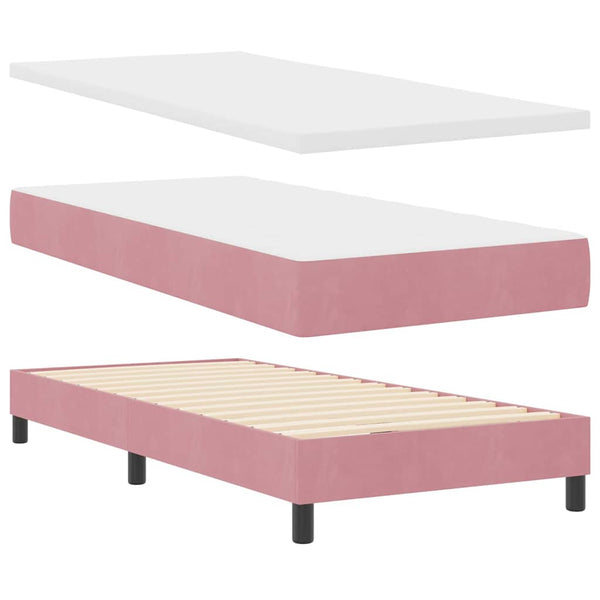 vidaXL Box Spring Bed with Mattress and Headboard Pink 100 x 200 cm Velvet
