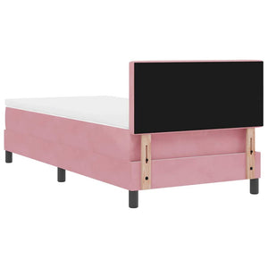 vidaXL Box Spring Bed with Mattress and Headboard Pink 100 x 200 cm Velvet