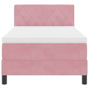 vidaXL Box Spring Bed with Mattress and Headboard Pink 100 x 200 cm Velvet