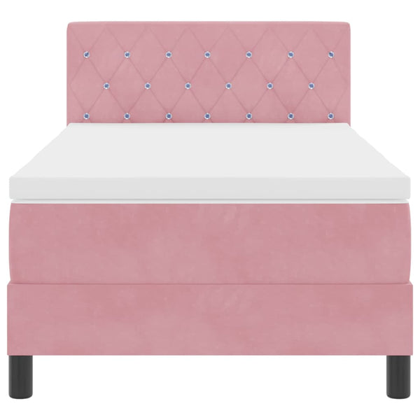 vidaXL Box Spring Bed with Mattress and Headboard Pink 100 x 200 cm Velvet