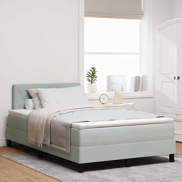 vidaXL Box Spring Bed with Mattress Light Grey 120 x 190 cm Velvet
