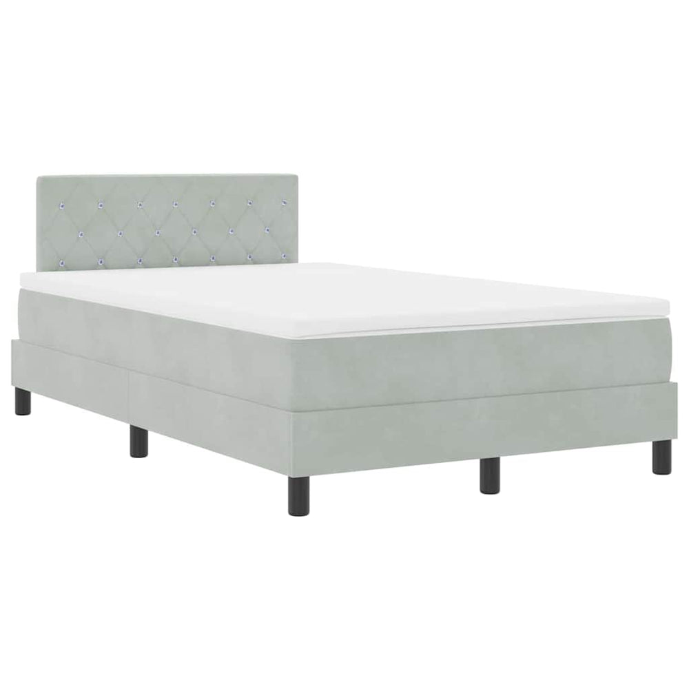 vidaXL Box Spring Bed with Mattress Light Grey 120 x 190 cm Velvet
