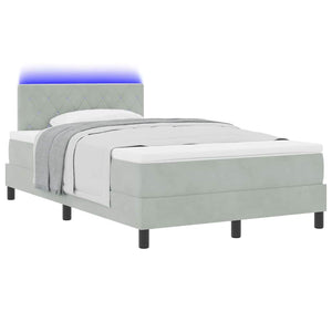vidaXL Box Spring Bed with Mattress Light Grey 120 x 190 cm Velvet