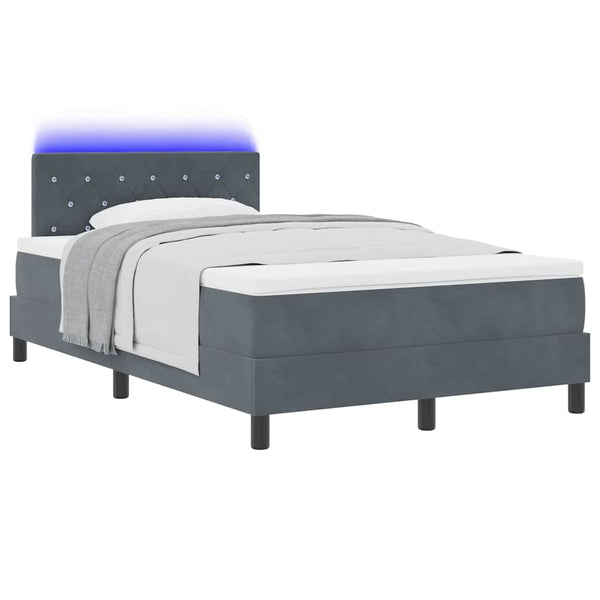 vidaXL Box Spring Bed with Mattress Dark Grey 120 x 190 cm Velvet