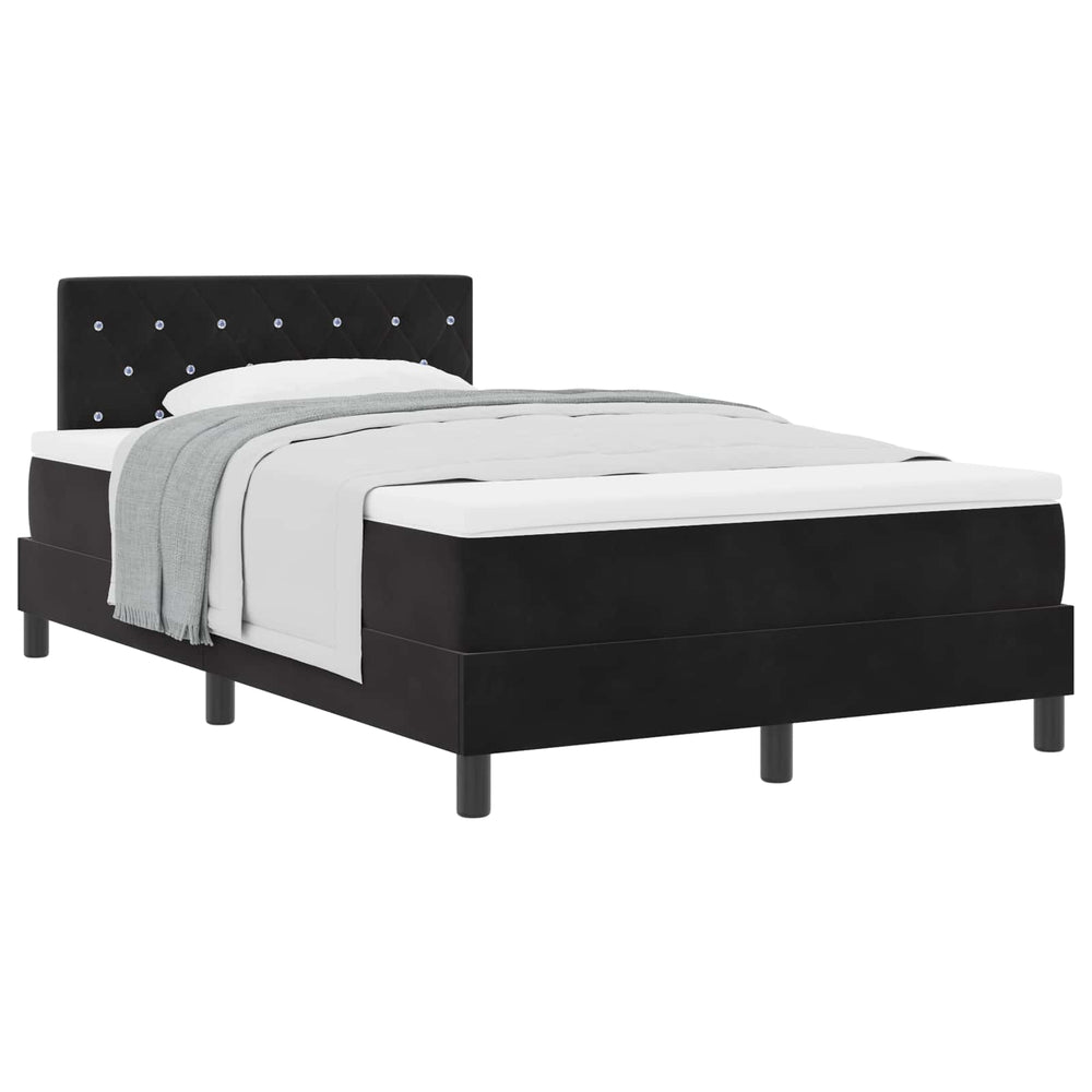 vidaXL Box Spring Bed with Mattress Black 120 x 190 cm Velvet