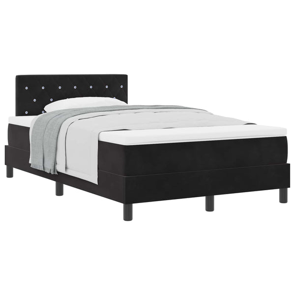 vidaXL Box Spring Bed with Mattress Black 120 x 190 cm Velvet