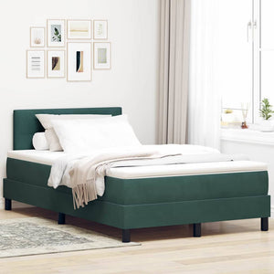 vidaXL Box Spring Bed with Mattress Dark Green 120 x 190 cm Velvet