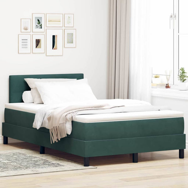 vidaXL Box Spring Bed with Mattress Dark Green 120 x 190 cm Velvet