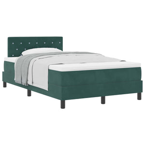 vidaXL Box Spring Bed with Mattress Dark Green 120 x 190 cm Velvet